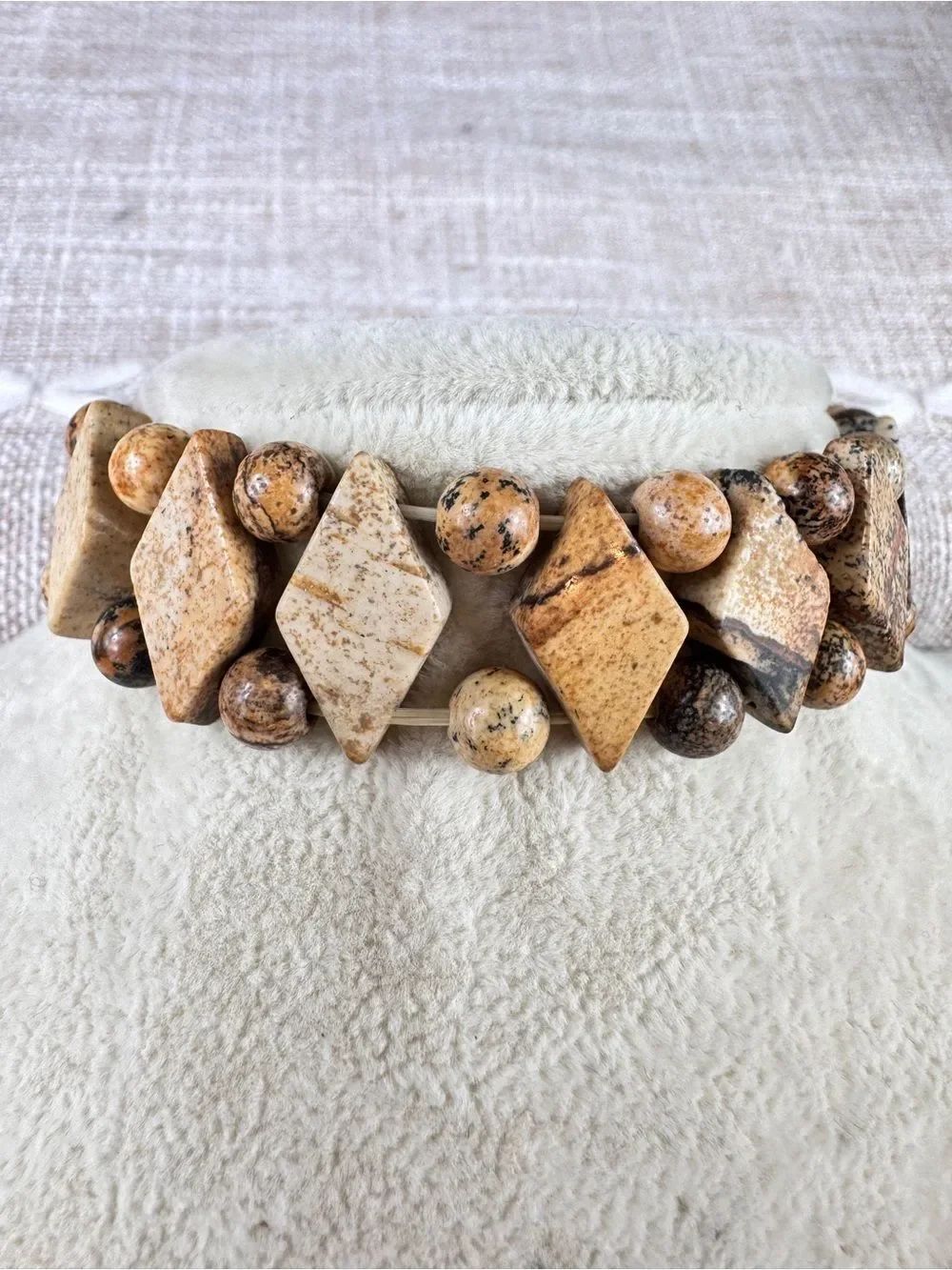 Handcrafted Brown Jasper Beaded Stretch Bracelet